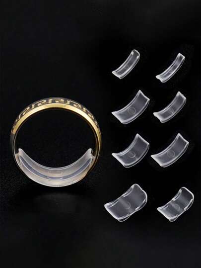 8pcs/Set Transparent Ring Size Adjuster, Invisible Ring Adjuster, Female Finger Loose Ring Size Reduction Invisible Sticker Transparent DIY Sewing Jewelry Tool Set Adjuster Set, Suitable For Loose Rings - Perfect For Wedding Rings And Jewelry Comfort For Women Storage Organizer Travel Essentials Back To School Dormitory Storage