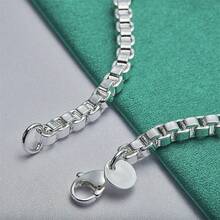 Exquisite 1pc 925 Silver Plated 8 Inches 4MM Box Chain Hip Hop Bracelet For Women Men Fashion Luxury Gift Party Charm Jewelry - Silver - View 5