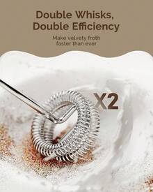 Maestri House Rechargeable Milk Frother, LunaFro Mini Handheld Electric Foam Maker Detachable Stainless Steel Whisk Drink Mixer Foamer Mini Blender For Matcha, Lattes, Cappuccino, No Stand - 中灰色和銀色 - 查看 4