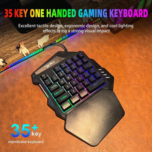 35 Key Single Handed Membrane Keyboard, Left-Hand Wired Gaming Keyboard Specially Designed For Gamers