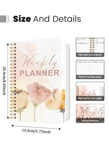 BUBU Agenda accademica giornaliera e settimanale A5, + adesivi per indice, quaderno di pianificazione giornaliera minimalista senza data con layout a slot orari, gestione delle attività, registri del benessere, equilibrio tra lavoro e vita, back to school, forniture per ufficio e scuola