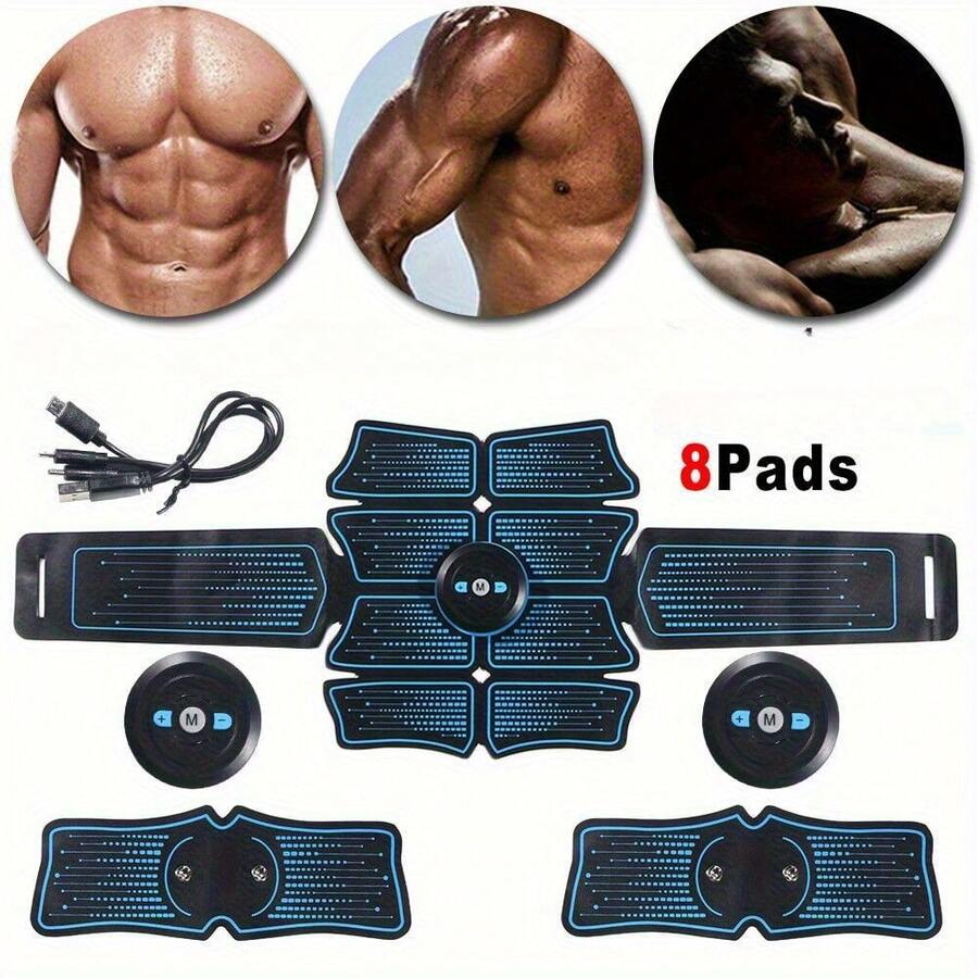 Abdominal Toning Belt | USB Rechargeable Fitness Equipment For Men & Women | Multi-Use Waist Trimmer With Adjustable Intensity Levels | ABS Material, Hook-And-Loop Closure | Ideal For Home And Office Workouts - 藍色 - 查看 1