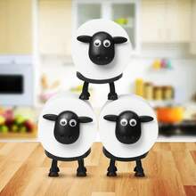 3PCS Sheep-Shaped Toilet Paper Holder, Towel Storage Rack, 3D Printed Black Sheep Toilet Roll Holder, Wall-Mounted Bathroom Tissue Basket, Fun Housewarming Gift And Bathroom Decoration - 黑與白 - 查看 6