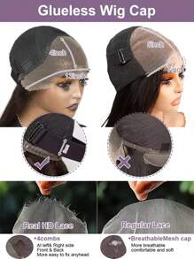 HJ WEAVE BEAUTY Perruque en dentelle bouclée profonde brune à reflets sans colle 7x5, cheveux humains P4/27, pré-épilée, avec fermeture en dentelle HD et cheveux de bébé, à porter et à emporter, sans colle, pour femmes, adaptée aux débutantes, véritables cheveux brésiliens Remy, densité de 180 %, boucles d'aspect naturel
