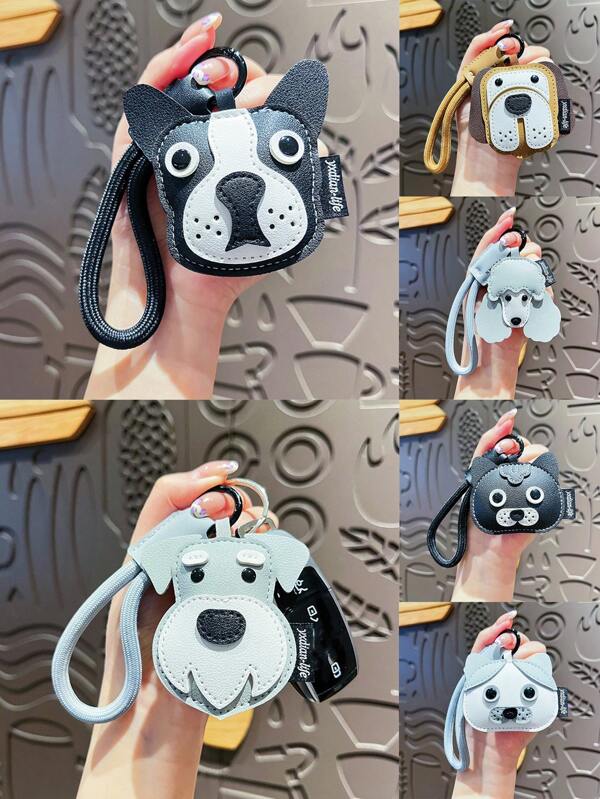 1pc Creative Cartoon Cat Dog PU Colorblock Casual Interesting Animal Keychain, Decorative Wrist Strap, Cute Cat Charm, Girlfriend/Mom/Kid Gift, Decoration For Backpack, Bag, Car, Travel, Home