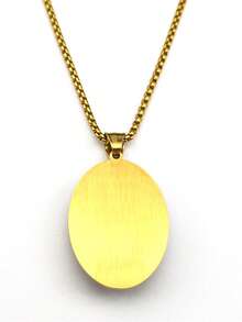 Virgin Mary Holding Baby Jesus Glass Medal Pendant Necklace, Unisex Stainless Steel Gold-Plated Catholic Amulet Necklace Jewelry - Necklace - View 5