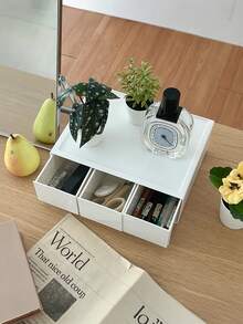 可堆叠白色储物抽屉桌面储物盒抽屉学校杂物文具收纳整理器家庭桌面用品适用于房间装饰、浴室装饰、家居装饰、卧室装饰、浴室 - 白色 - 查看 6