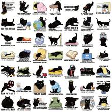 50 Stück schwarze Katzen Aufkleber, süße Katzen Aufkleber, Katzen Aufkleber, süße, lustige Katzen Aufkleber, Cartoon Aufkleber, süße Aufkleber für Wasserflasche, Hydroflask, Gitarre, Gepäck, Handy, Hülle, Laptop, Skateboard, Geschenk, Schulmaterial, Schulanfang