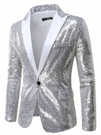 欧美演出服装金色亮片西装，韩版男士夜店服夹克，现货散装