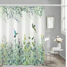 Green Leaf Shower Curtain Emerald Bird Mint Green 72 W X 72 L With 12 Hooks Weighted Hem Bathroom Shower Curtain Hummingbird Shower Curtains Water Resistant - GreenLeafKingfisher - View 6