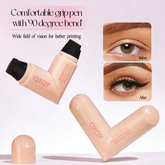  Bolígrafo de doble cabezal rotatorio para delineador de ojos QXQY, natural, de larga duración, de secado rápido e impermeable, delineador de ojos de un solo sello para principiantes