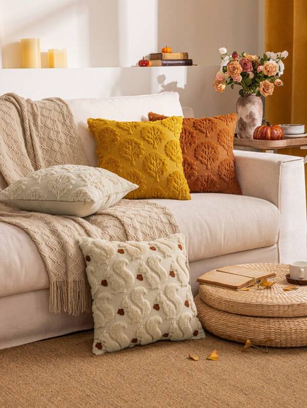 2pcs Set Vintage Style Embroidered Squirrel Pattern Plush Throw Pillow Covers, Square Faux Fur Polyester Sofa Cushions Suitable For Living Room, Bedroom And Dining Room Decor