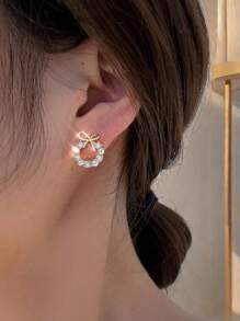 2 Pcs Romantic Flower CZ Zirconia Big Pink Stud Earrings Valentine's Day Gift