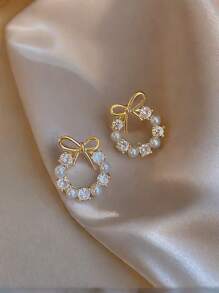 2 Pcs Romantic Flower CZ Zirconia Big Pink Stud Earrings Valentine's Day Gift