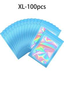 100 个透明窗口珠宝袋，渐变色珠宝密封袋，可重复使用，防尘防氧化，适用于戒指、耳环、项链、吊坠等珠宝、珠宝配饰整理、家居必需品、节日礼物。 - 彩色 - 查看 55
