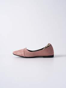 Ladies' Stylish Metal Ring Decoration Lotus Pink Pointed Toe Shoes Winter Gifts - Dusty Pink - View 5