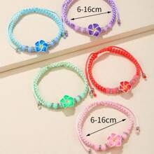 5pcs Soft Ceramic Egg Flower Bracelet Set, Bohemian Style Hand Woven Flower Bracelet Rope, Fashionable And Simple Bracelet Suitable For Daily Vacation Wear