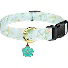 Pet Basic Dog Collars - Light Green Flower - View 1