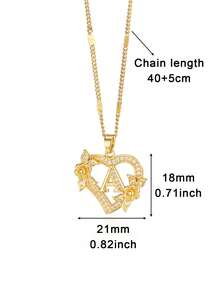 1 chiếc mặt dây chuyền chữ cái hình trái tim và hoa thanh lịch, dành cho nữ và bé gái, mặt dây chuyền chữ cái đầu tên đính đá Zirconia pha lê cá nhân hóa, quà tặng Ngày Valentine, Ngày của Mẹ, quà cưới, trang sức thời trang, quà tặng Ngày Valentine, quà cho mẹ, quà Ngày của Mẹ. - Vàng - Xem 18