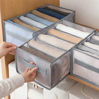 1pc Basic Living 7-Compartment Large Storage Box For Clothes, Jeans, Shirts, T-Shirts, Mesh And Breathable Decorations Autumn Decor Festival Decor Room Decor Home Decor Fall Decor Bedroom Decor Christmas For Holiday Gift Giving