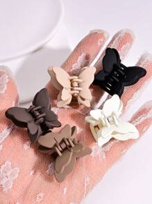 6pcs Vintage Butterfly Shaped Cute ABS Plastic Hair Clips, Colorful Hair Accessories Suitable For Side And Top Clip, Adorable Mini Hair Claws Beauty Claw Clips