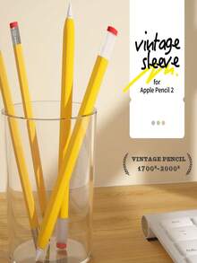 1/2 件复古铅笔形保护套 兼容 Apple Pencil 2nd/Pro 平板电脑手写笔便携式保护套 硅胶套 - 彩色 - 查看 3