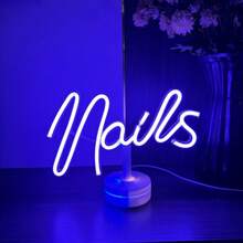 Luz de letreiro LED neon, luz de decoração para salão de beleza com base de toque, lâmpada de atmosfera para design de unhas