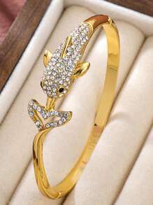 Fashionable Atmospheric Charming And Luxurious Dolphin Rhinestone Bangle Bracelet For Girl Party Gift