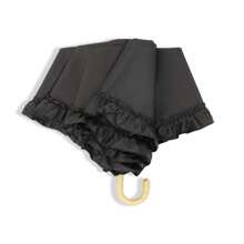 Wisteria-Woven Lace Tri-Fold Umbrella, Black Rubber Sun And Rain Protection Umbrella