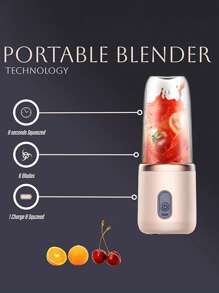 2 Pcs Portable Blender Mini 14oz For Juices & Smoothies With 6 Blades Puwerful Performances Fusion Blender, USB Rechargeable, Lid, Plastic Cups Included, Drop-Resistant And Wear-Resistant. Fit For Travel And Outdoor Activities