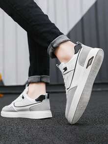 Tenis planos de slip-on casuales para hombres, sencillos y cómodos - Blanco - Ver 4