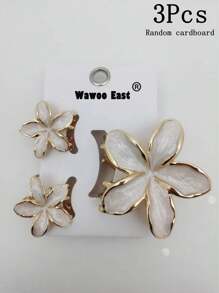 3 Piezas de Horquilla de Flor de Lirio de Aleación de Zinc con Esmalte, Horquilla Bonita para Niña para Vacaciones de Verano en la Playa, Horquilla de Flor de Huevo de Celebridad de Internet con Temperamento, Cobertura de Cabello Medio de Mujer, Pinza de Cabello, Horquilla de Hada (Estilo Aleatorio de Cartón)