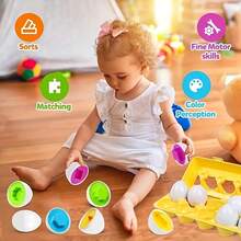 Izengate 12pcs Egg Matching Toy, Color & Shape Identification Sorting Puzzle, Educational Early Learning Sensory Toy, Suitable For Toddlers 18+ Months, Children's Christmas & New Year Gift - Multicolor - View 6