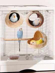 1pc Hanging Parrot Coconut Shell Bird Nest, Coconut Shell Bird Toy, Summer Bird Nest Hanging Nest, Suitable For Parrot, Budgie, Bird Cage, Comfortable Bird Nest, Bird Toy