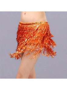 Sequin Fringe Skirt Women Sexy Belly Skirts Adjustable Waist Straps Hip Scarf Wrap Skirt Carnival Rave Dance Performance Costume - Multicolor - View 15