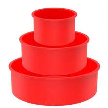1pc/3pcs Set Round Cake Pan Silicone Mold, Red Color, Non-Stick & Fast-Release Baking Tins For Layered Cakes, Cheesecakes, Breads, Chiffon & Rainbow Cakes (4 Inches, 6 Inches, 8 Inches) - Multicolor - View 10