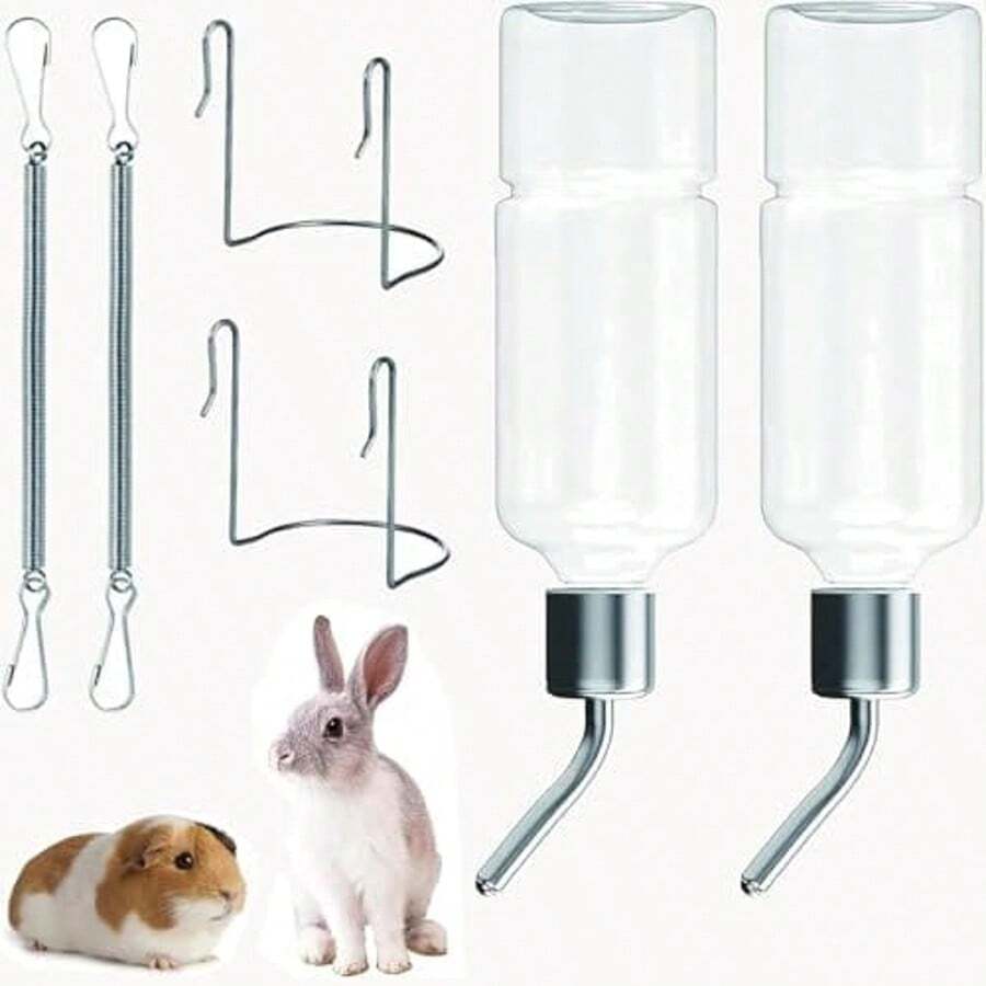 Rabbit Bottle, Guinea Pig Bottle, Pet Bottle, Rabbit Drinking Bottle With Stand, Stainless Steel Ball Rolling Hanging Automatic Waterer Suitable For Cats, Guinea Pigs, Hamsters
