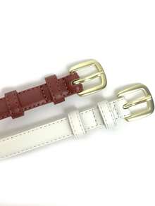 2条/1条针扣女士腰带装饰，适用于牛仔裤、裙子、长裤，纤细1.8厘米极简腰带，纯色休闲复古PU皮女士腰带，四季皆宜