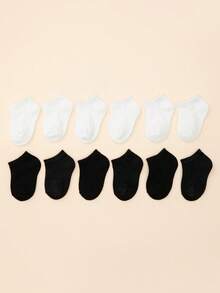 6 pares de calcetines tobilleros suaves y lindos, adecuados para bebés y niños - Blanco y Negro - Ver 5