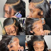 30英寸直发蕾丝前假发，真人混纺发丝，13x6高清透明蕾丝前假发，女士无胶巴西原生发蕾丝前假发，200%密度，预先拔毛，带婴儿发际线 - 自然色&黑色系 - 查看 8