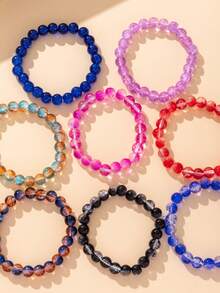 مجموعة أساور مصنوعة يدويا من حبات متعددة الألوان مطلية ومشققة بقياس 8 مم، مجوهرات صداقة للنساء