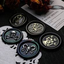 1pc NEW DARK SERIES Series Wax Seal Stamp, Vintage Sealing Stamp Head, Removable Brass Material, Fire Paint Seal Head For Wedding Invitations Gift Packaging Scrapbooking, DIY Handmade Gift Decoration, Cutting And Pasting Invitation Letter School Supplies, Back To School