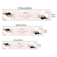 1 pièce Chemin de table de mariage rose personnalisé, déco de table imprimée respirante en lin monoface, convient pour buffet, fête, vacances, dîner, pique-nique, camping, décoration de table, taille 183*33cm