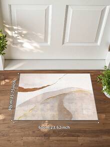 1 块奶油色现代简约风格走廊地毯，850g/平方米水晶天鹅绒矩形，防滑可水洗，适合客厅、厨房、餐厅、办公室等所有季节的家居装饰地毯