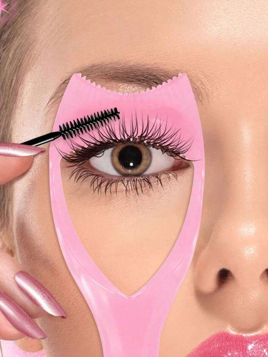 Three-In-One Mascara Applicator, Mascara Protection Tool, Eyelash Auxiliary Device, 1pcsreusable Makeup Assistant, Auxiliary Device Suitable For Beginners To Perfectly Apply Eyelashes And Eyeliner, To Create Naturally Non-Caking Eyelashes, Mascara Shield Applicator For Eyelash Protection With Eyelash Separator Tool Eyelash Tweezers Girl.