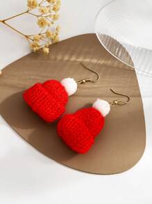 1 Pair Handmade Bohemian Style Woven Hat And Earrings Set, Fashion Classic Versatile, Suitable For Daily Wear, Party, Christmas