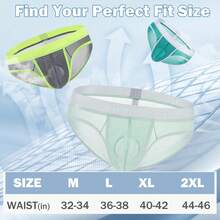 ZONBAILON Men's Briefs Dual Pouch Silk Underwear See Through Thin Breathable Panties - Blue - View 11