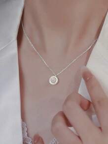 BALMORA 1 colar com pingente retrô elegante de prata esterlina S925 com opala sintética e zircônia cúbica incrustada para mulheres como presente de Dia das Mães