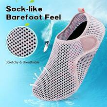Scurtain Barefoot Shoes Women Men Beach Swim Aqua Socks Summer Quick-Dry Sandals Slippers - Mesh Whitepink - 查看 3