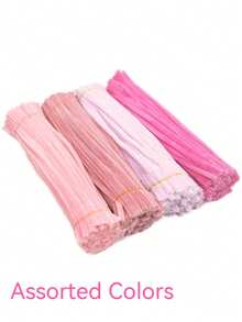 200个粉色管道清洁器，创意扭纹杆，浅粉色，淡粉色，深粉色，粉玉色，混色扭纹杆，雪尼尔杆，加厚DIY雪尼尔管道清洁器，手工扭纹棒，趣味手工工艺品和装饰品 - 粉色 - 查看 13